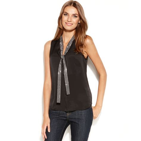 michael kors metallic top|michael kors sleeveless tops.